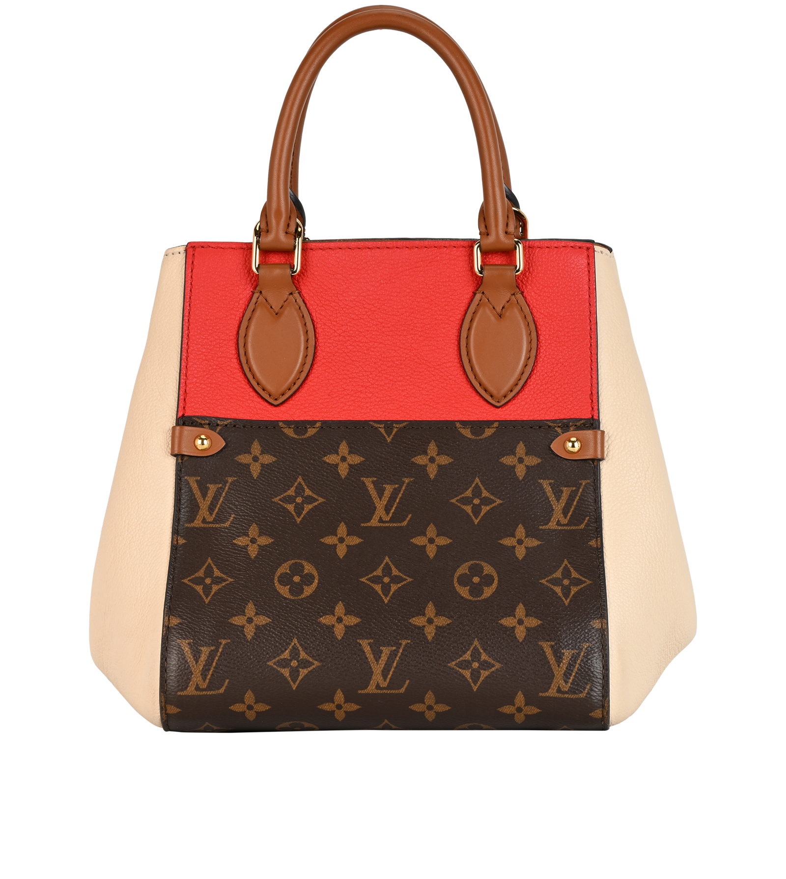 Fold Tote PM, &pound;1,200, Handbags, Brown/Cream/Red, Canvas/Leather, Back view